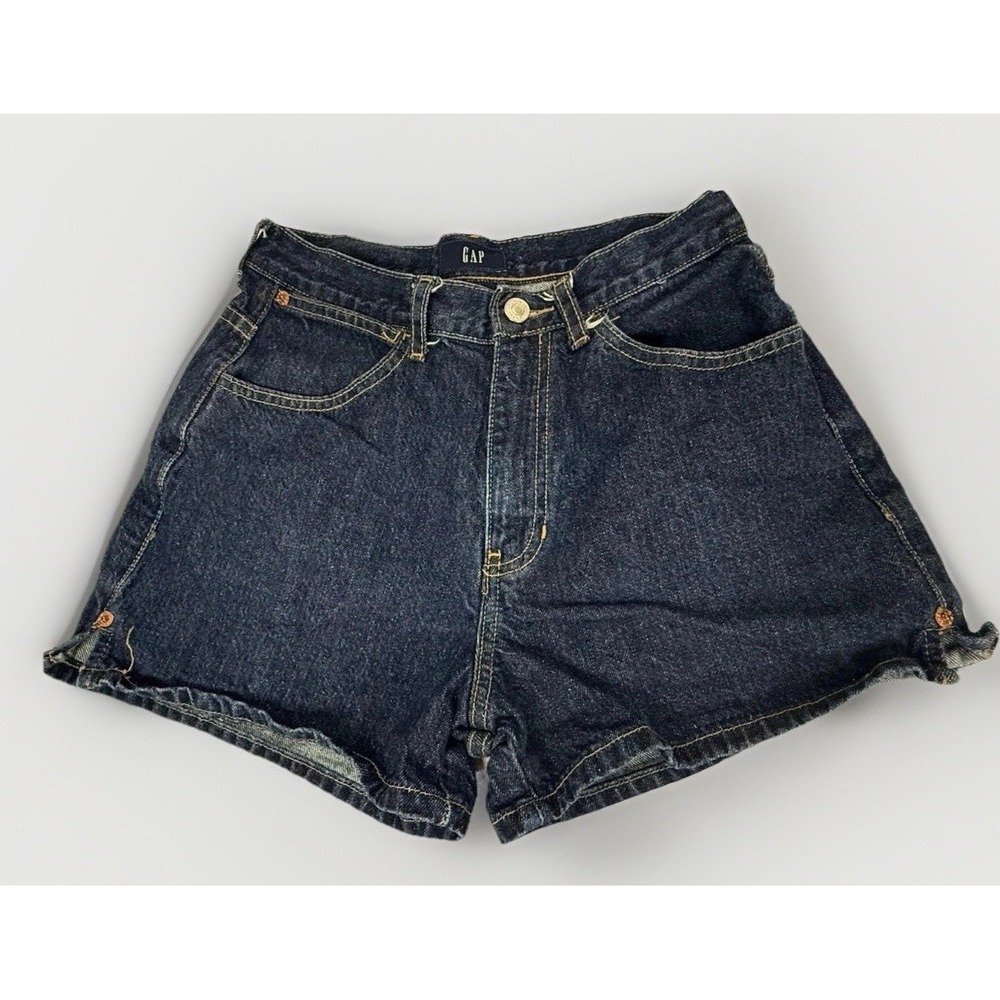 Vintage Y2K GAP Jean Shorts Size 4 100% Cotton Dark Wash